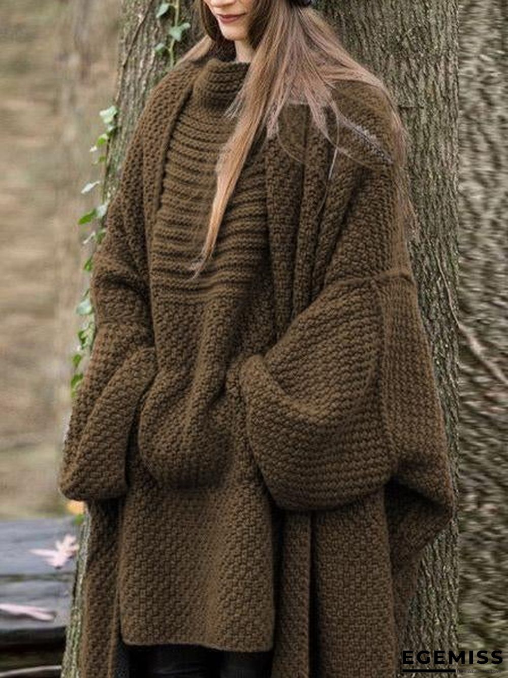 Casual Knitted Shift Solid Sweater | EGEMISS