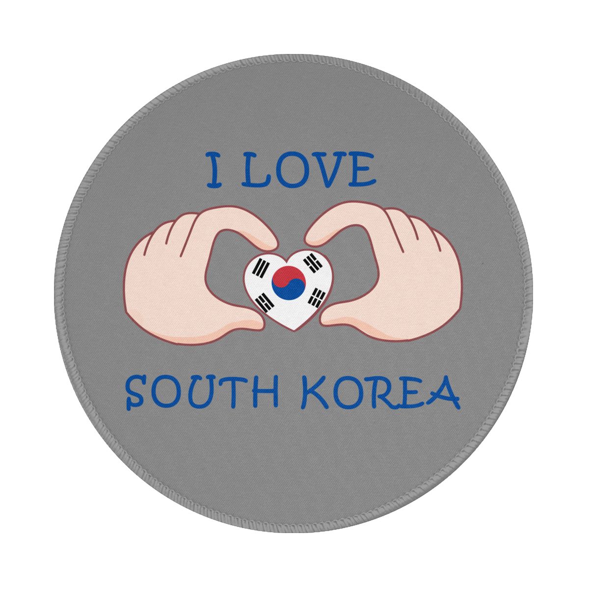 I Love South Korea Non-Slip Rubber Round Mouse Pad