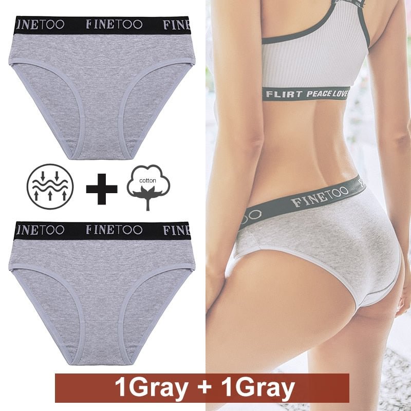 2PCS/Set Women Cotton Panties Female Underwear Sexy Briefs Lingerie Panties Female Underpants Intimate Finetoo Pantys M-XXL