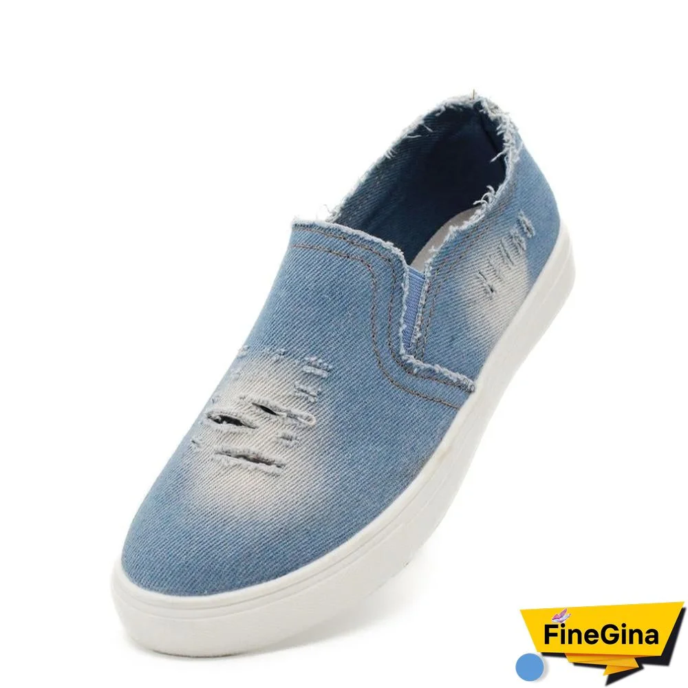 Women Denim Canvas Casual Platform Breathable Footwear Classic Loafers A Pedal Lazy Sneakers Shoes