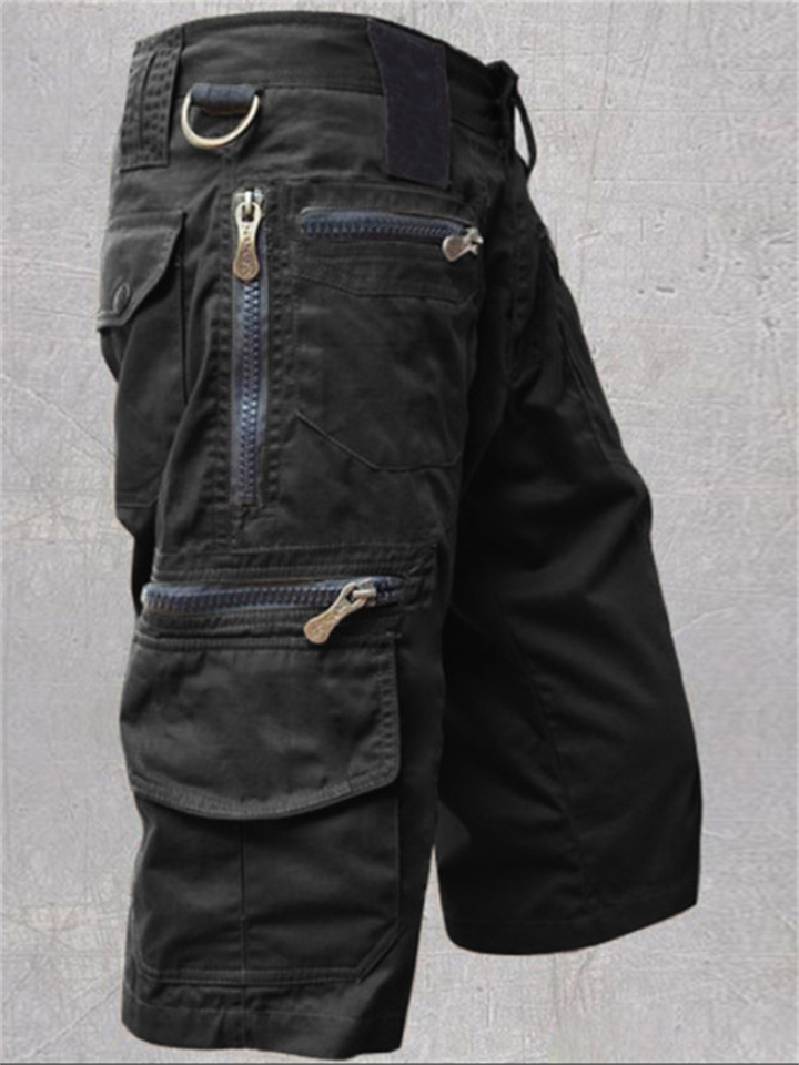 Men's Shorts Cargo Shorts Multiple Pockets Casual Daily Micro-elastic Breathable Outdoor Sports Solid Color Mid Waist Green Black Light Brown M L XL