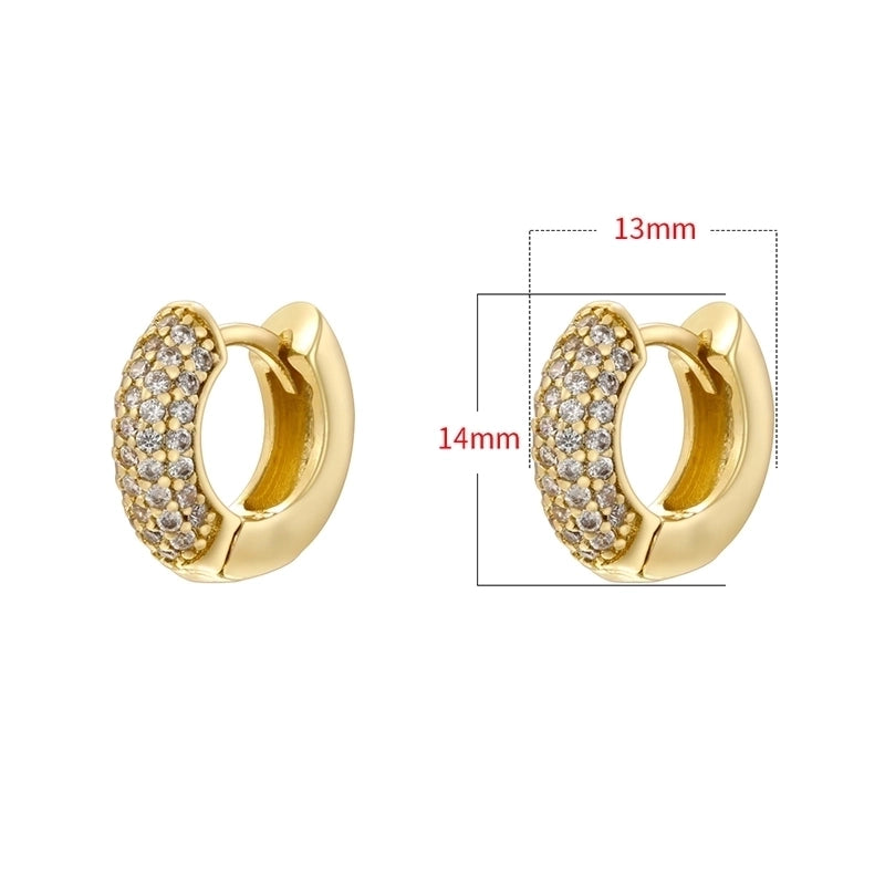 1 Pair Minimalist Commute Geometric Inlay Copper Zircon 18K Gold Plated Earrings