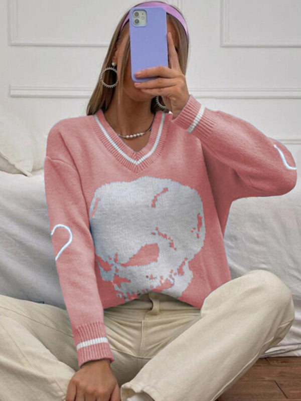Women Long Sleeve V-neck Graphic Floral Printed Top
