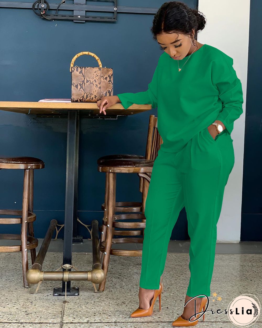 Long Sleeves T shirt Sportswear Two Piece Pants Set