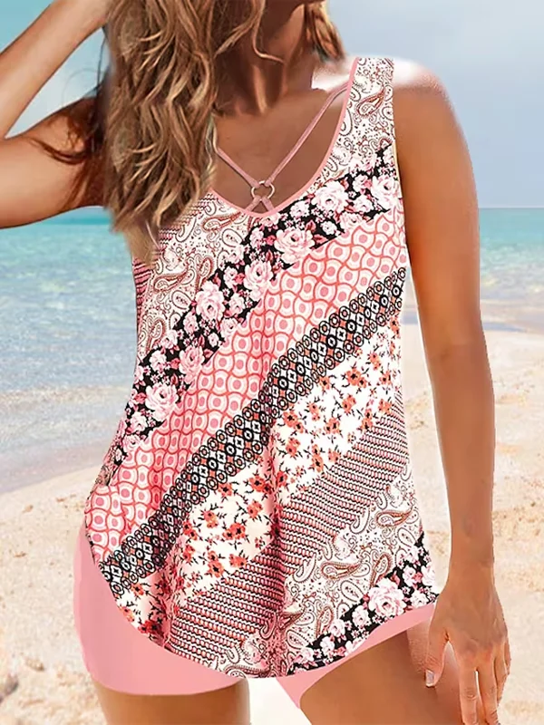 Ladies Printed Skirt Two-piece Swimsuit