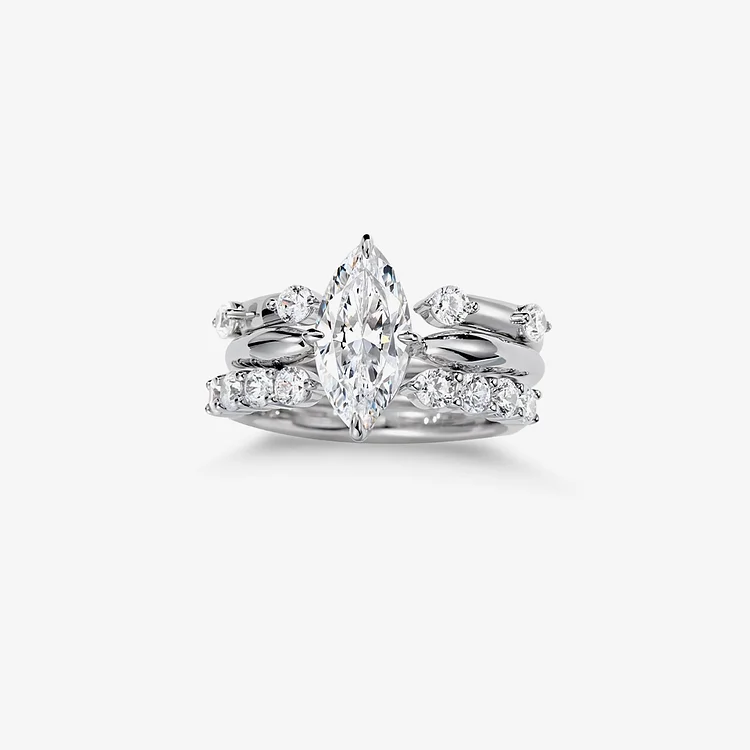 Marquise Matching Three-layered Ring