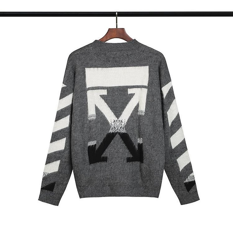 Off White Autumn and Winter Men's and Women's Loose Ow Knitted Sweater Large Size Casual Men's Clothing Owt