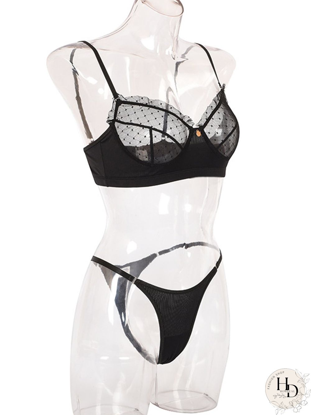 Lace Mesh Eyelashes Lace Sling Lingerie Set