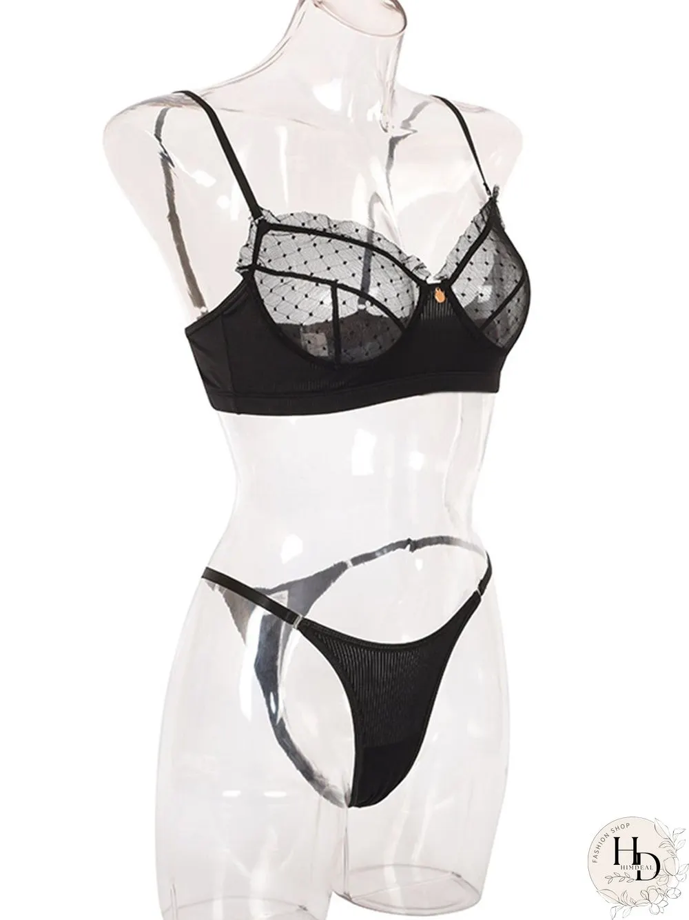 Lace Mesh Eyelashes Lace Sling Lingerie Set