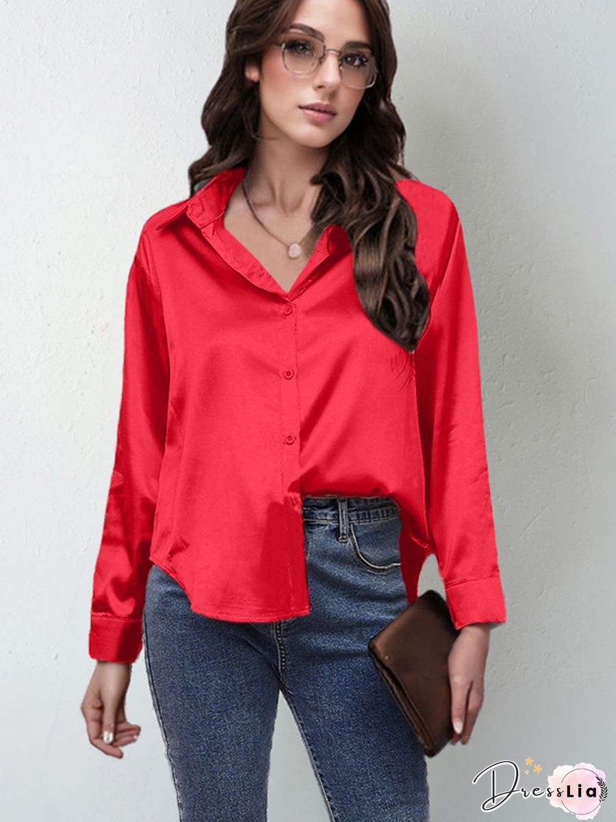 fashion women blouses shirts OL chiffon blouse long-sleeved womens tops and blouses solid female clothes 1016 40