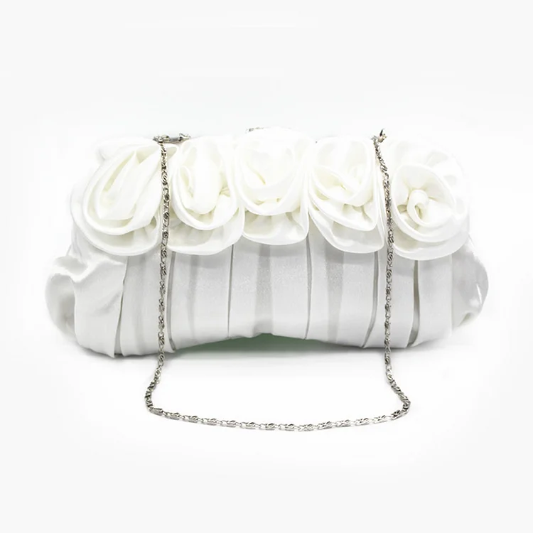 Evening Flower Silk Pleated Clutch Bag  Flycurvy [product_label]