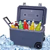 [US Local Warehouse] 70L White Cooler with Wheels Hard Shell Ice Chest Keep Food Warm Rolling Wheeled Camping Cooler for Beach Drink Beverage Picnic Fishing