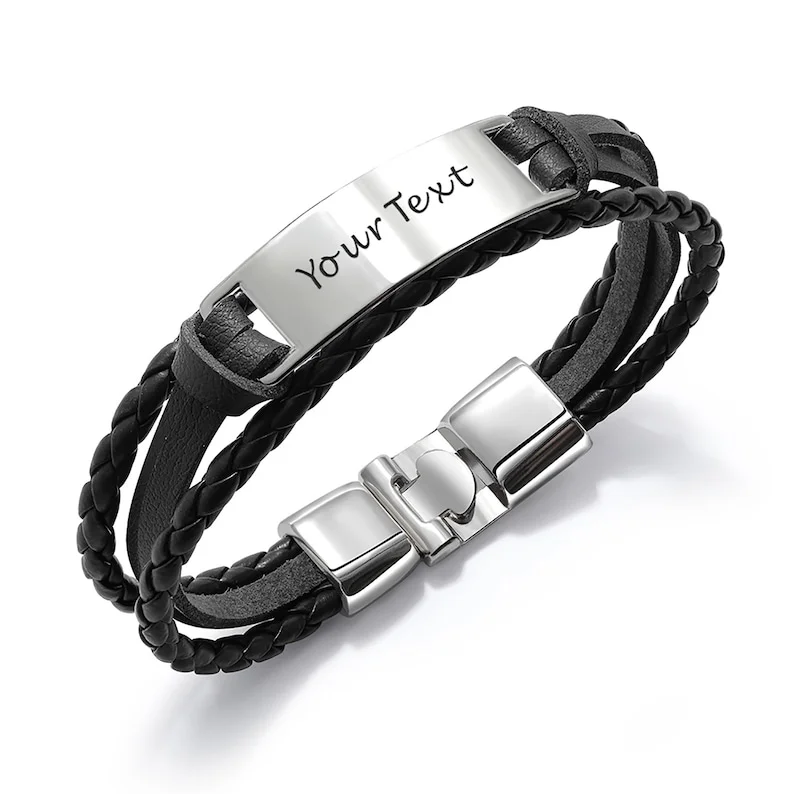 Personalized 2024 Christmas gift for him - Personalized Leather bracelet - Christmas gift for him - Bracelet for Christmas for him