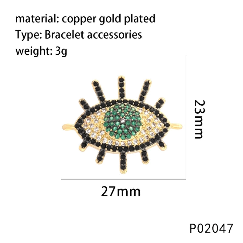 1 Piece 20*50mm 21*11mm 27*23mm Copper Zircon 18K Gold Plated Devil’s Eye Pendant