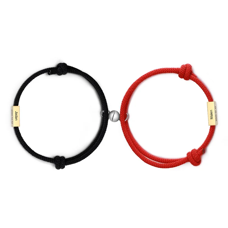 2PCS Bracelets 2 Prénoms Personnalisés bracelet en commun pour Un couple Bracelet Noeud Coulissant Jessemade FR