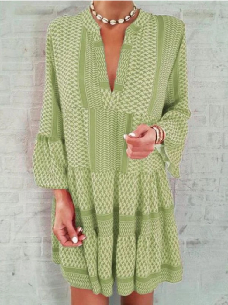 Older Women Geometric Print Retro Mini Dress