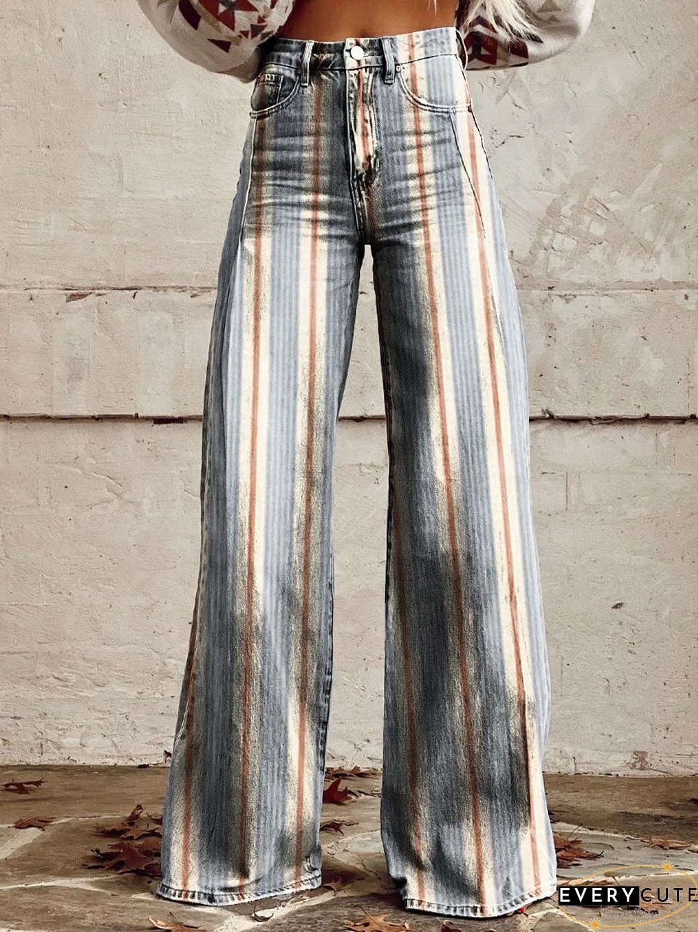 Women's Vintage Print Casual Wide Leg Pants