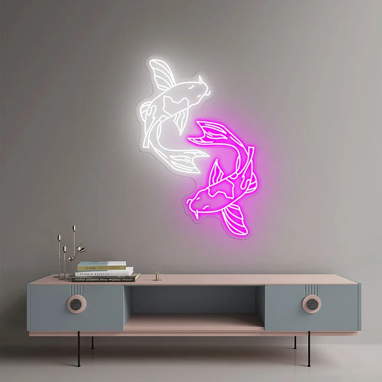 Koi Fish Neon Sign, Japanese Neon Sign, Custom Japan Neon Sign, Koi Lover Gift, Personalized Japan Neon Sign, Gaming Room, Fish Neon Sign