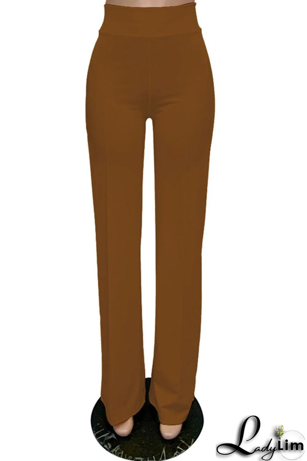 White Fashion Casual Solid Basic Regular High Waist Trousers