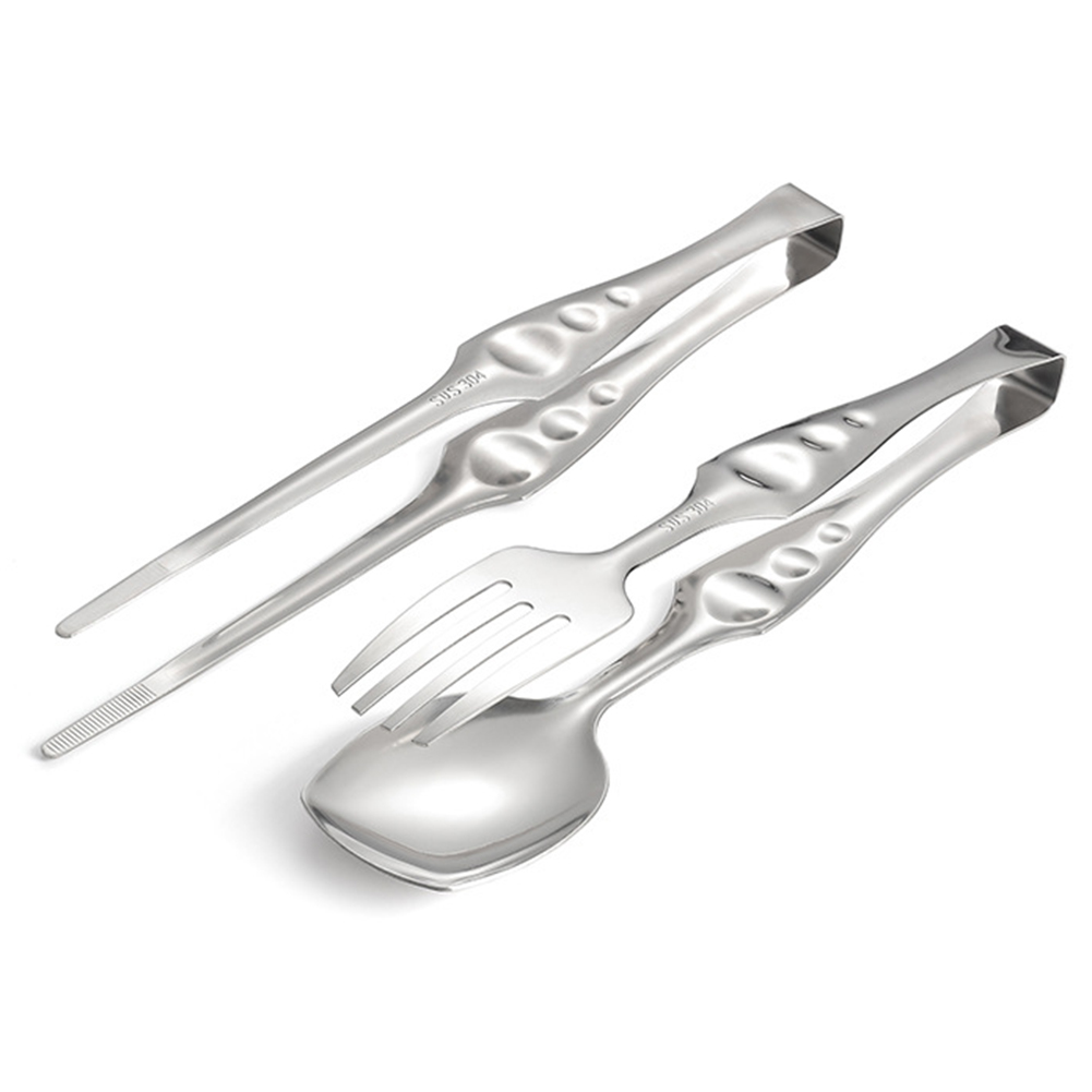 

Stainless Steel Ice Food Clip Outdoor Camping Public Spoon Fork Chopsticks, Public key, 501 Original