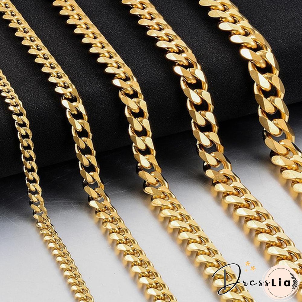 Men's Necklace Stainless Steel Cuban Link Chain Silver Color Male Jewelry Gifts for Men 3COLORS