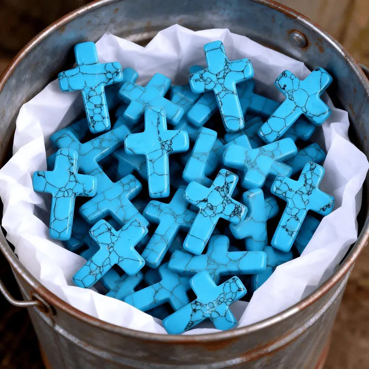 ✝️Natural Turquoise Pocket Cross: Handcrafted for Peace & Serenity❤️ 