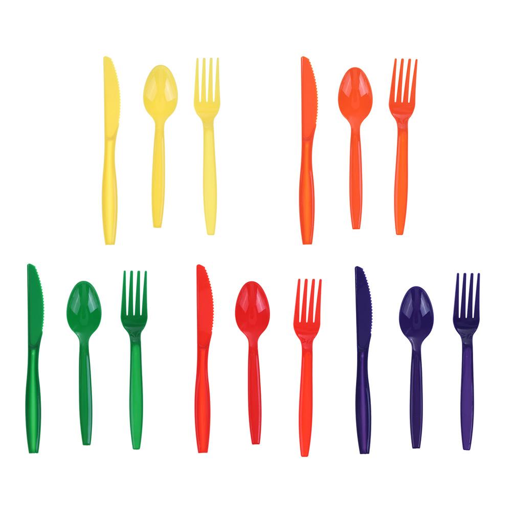 

15pcs/Set Portable Plastic Tableware Scoop Fork Knife Party Camping Cutlery, 501 Original