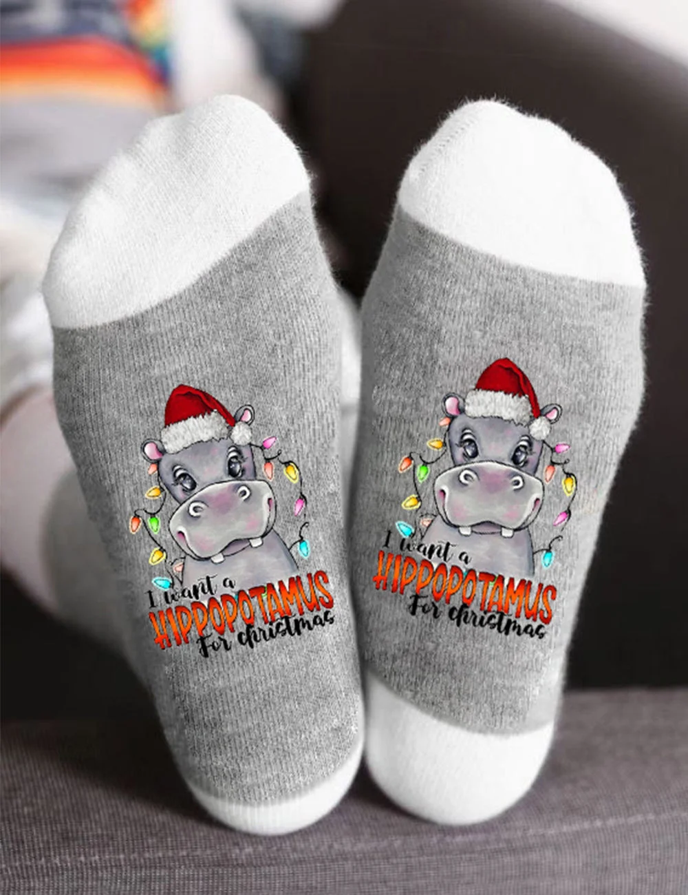 Lizzic I Want A Hippopotamus For Christmas Socks