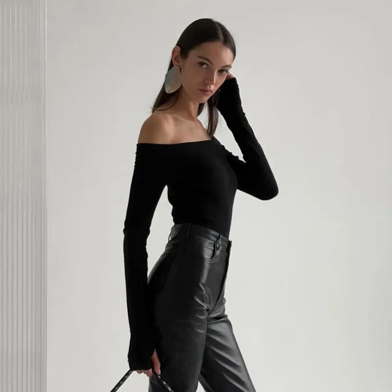 Autumn Basic Simple Solid Color Bottoming Blouses
