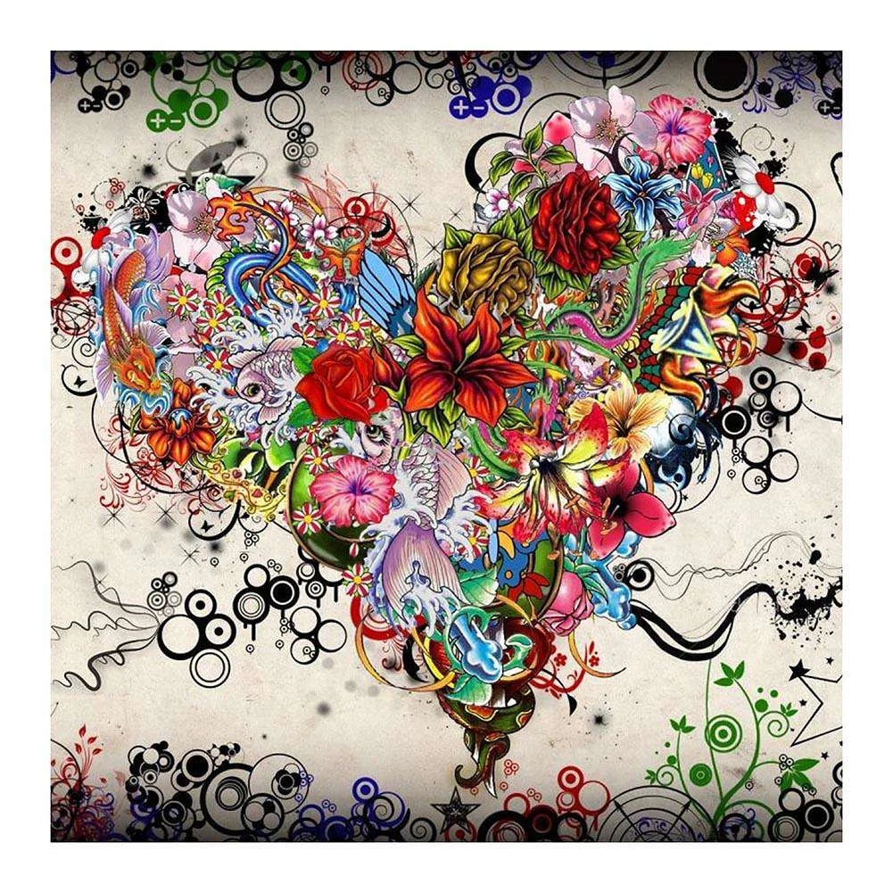 Full Round Diamond Painting Heart Flower (25*25cm)