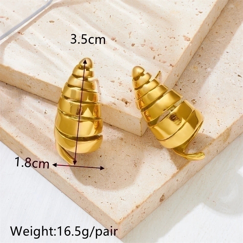 1 Pair Lady Water Droplets Plating Inlay Stainless Steel Artificial Diamond 18K Gold Plated Ear Studs