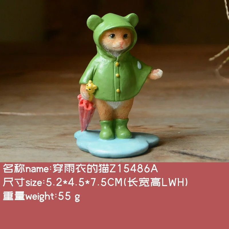 Everyday Collection Cute Cartoon Cat Animal Figurine Miniature Fairy Desk Ornament Modern Home  Decoration Gifts for Girls