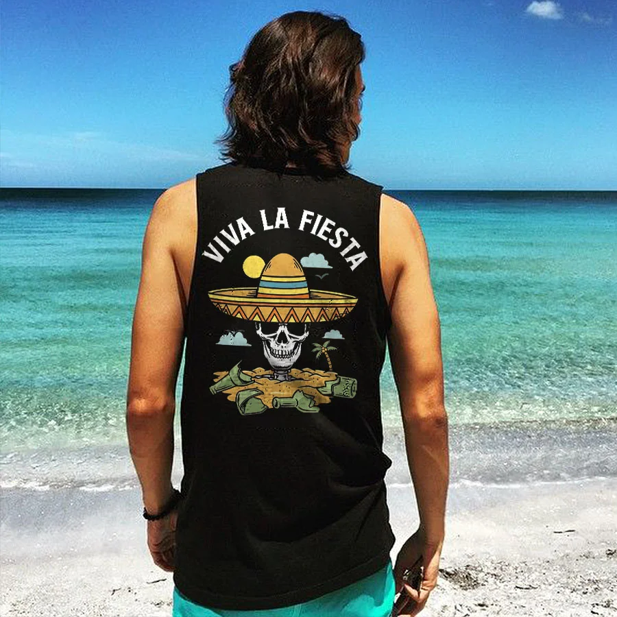 Viva La Fiesta Skull Print Men's Vest