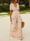 Irregular Clipping Empire Short Sleeves Maxi Dresses