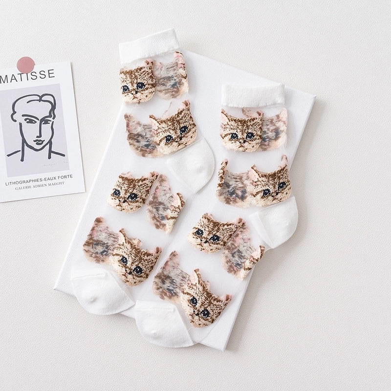 Women’s Fashion Cat Cotton Crew Socks