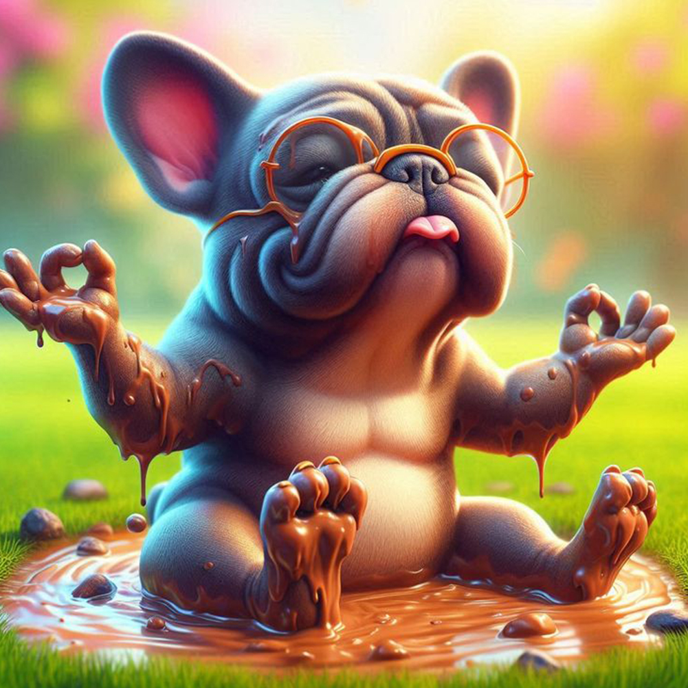 French Bulldog 40*40cm(canvas) full round drill diamond painting
