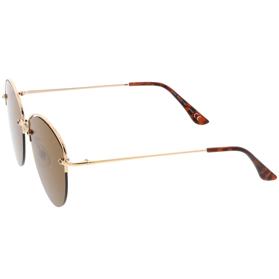 Modern Metal Nose Bridge Flat Lens Semi-Rimless glasses 60mm