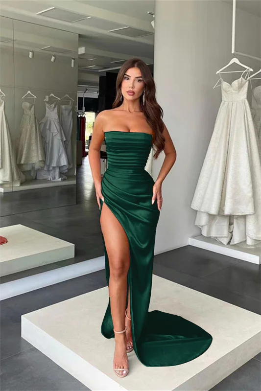 Mermaid Strapless Prom Dress With Split Charming Evening Dress cc238 main image 1