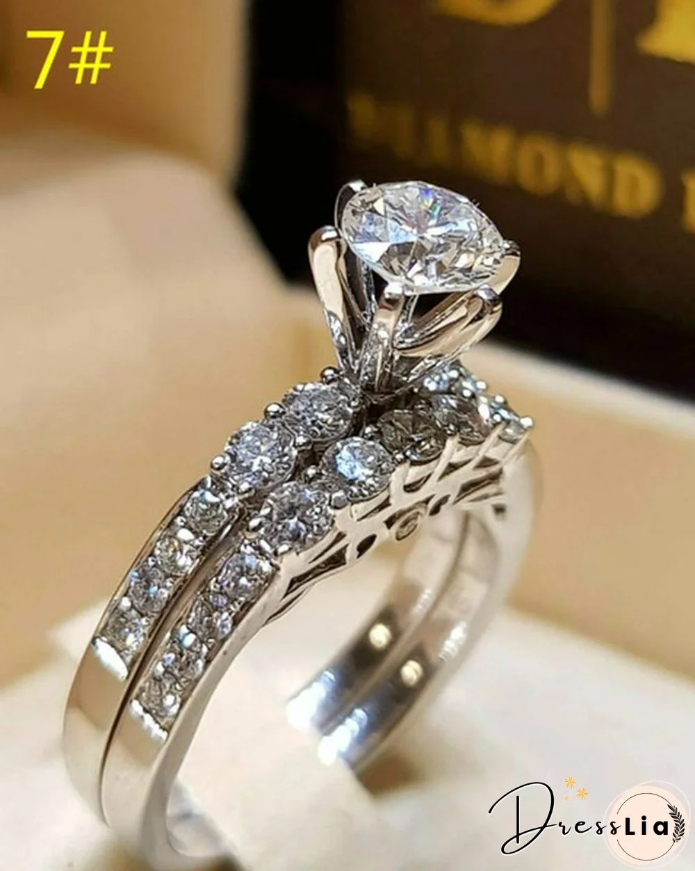 9 Style Luxury 2 Piece Women's 925 Sterling Silver Ring Natural White Sapphire White Gold Engagement Jewelry Anniversary Gift Party Bridal Wedding Diamond Jewelry Ring Size 5-11