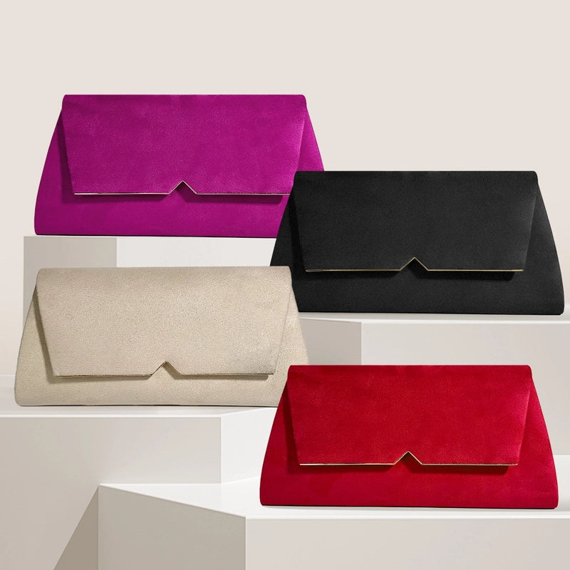 In Stock Evening Bag Simple Fashion Clutch Wedding Banquet Bag High-grade Flannel Dress Square Bag