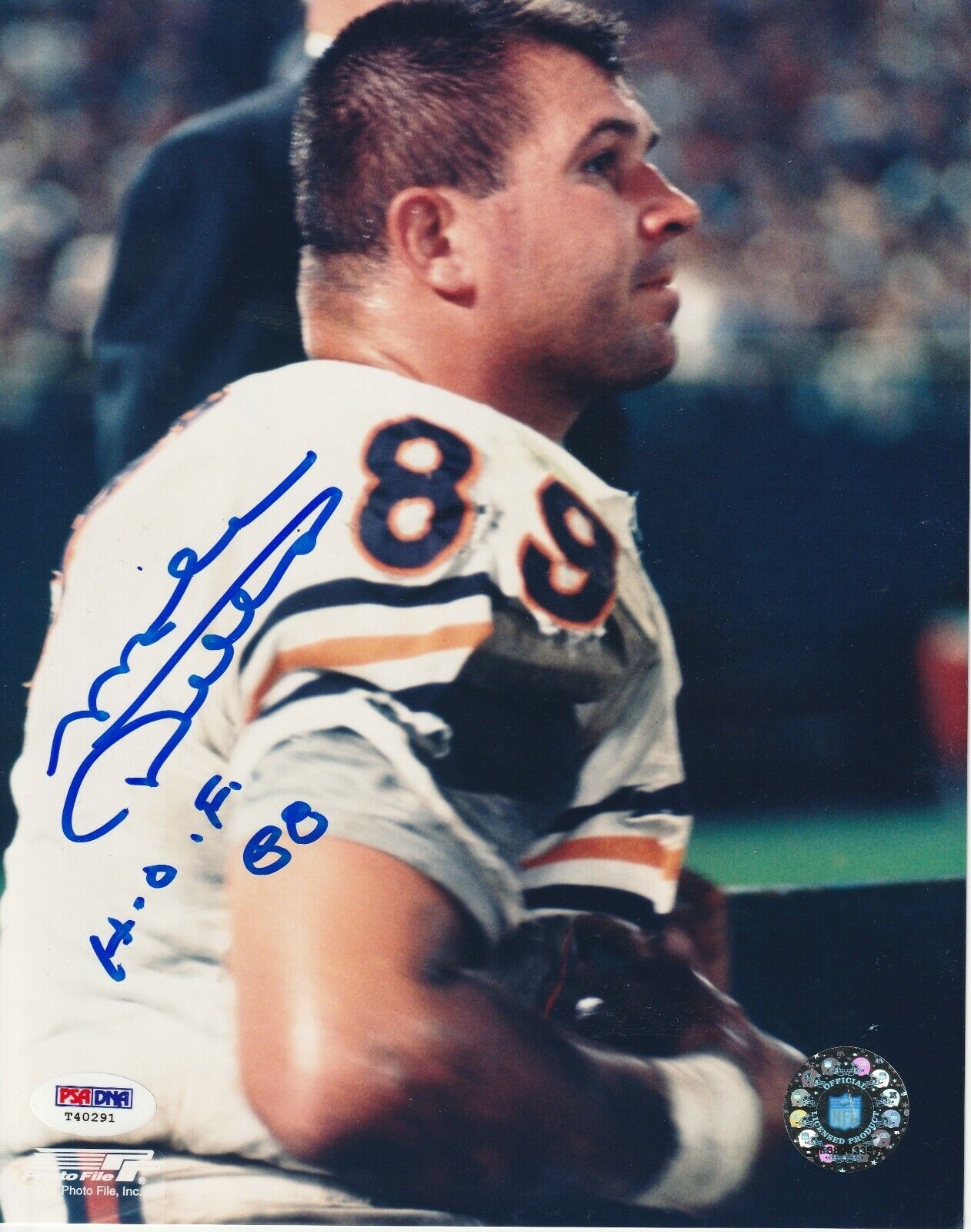 MIKE DITKA Signed Chicago BEARS 8x10 Photo Poster painting w/ PSA COA & HOF Inscription