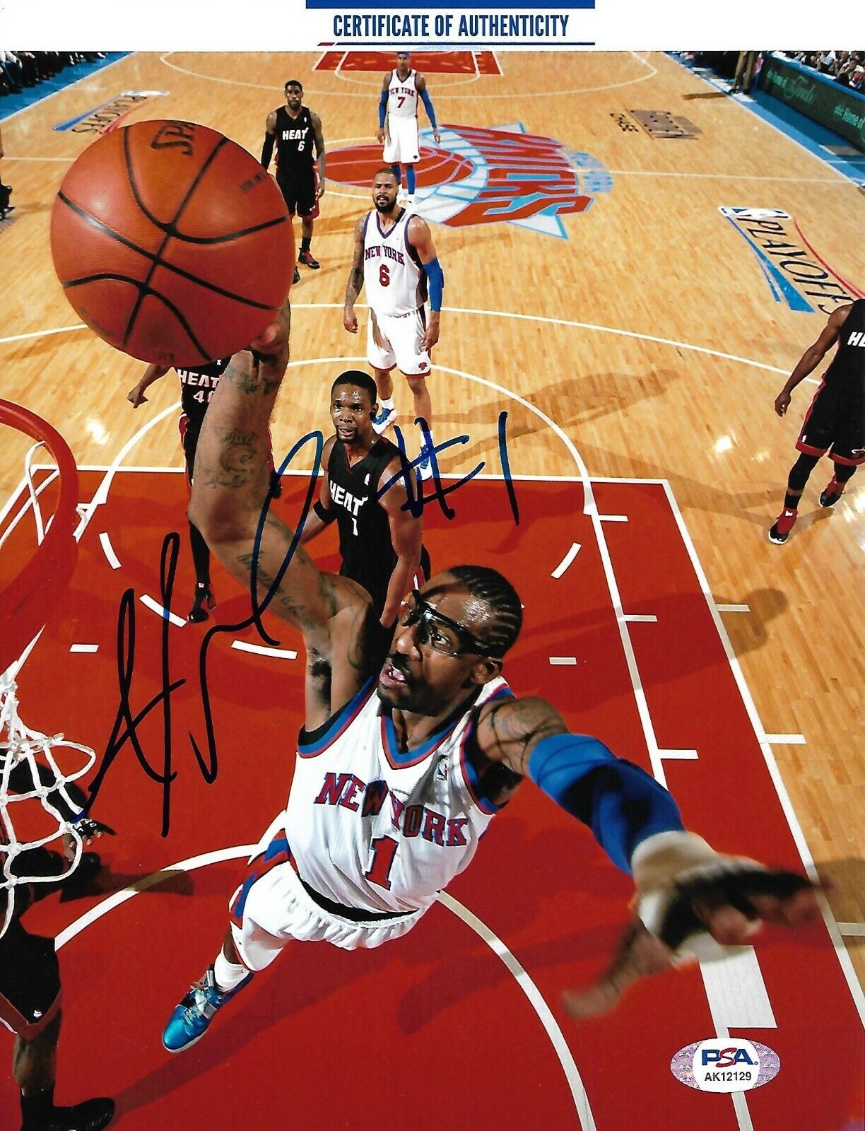 AMARE STOUDEMIRE signed auto NEW YORK KNICKS 8X10 Photo Poster painting NBA w/ COA PSA AK12129