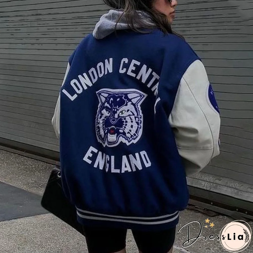 London England Jacket Color Block Loose Jacket