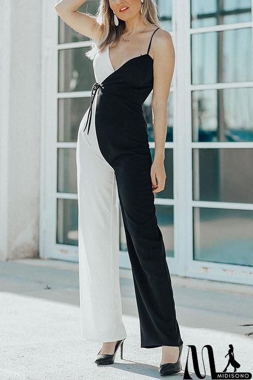 MidiSono - Contrast Color Slip Jumpsuit