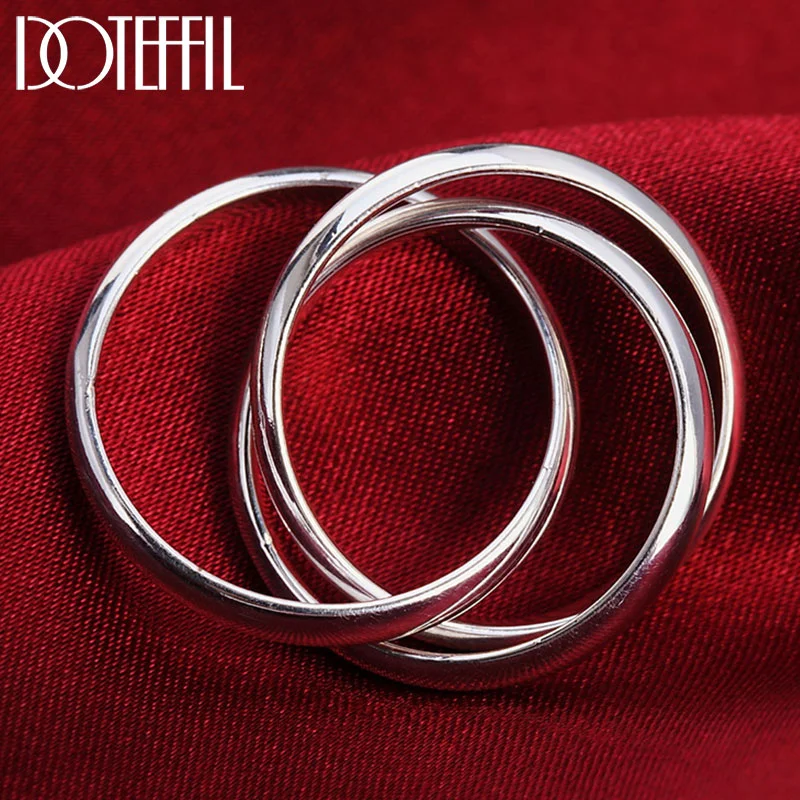 DOTEFFIL 925 Sterling Silver Three Circles Ring For Women Jewelry