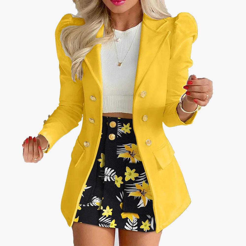 Uveng Crocheted Flower Printed Elegant Graceful Commute Slim-fit Suit Skirt