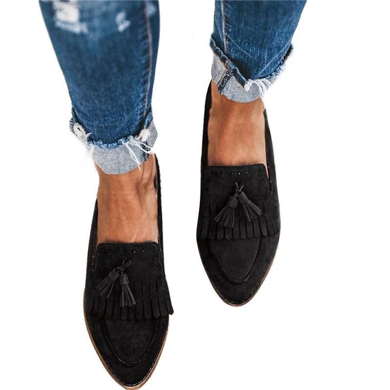 Women Flats 2020 Retro Tassel Spring Shoes Women Casual Solid Summer Ballet Slip on Flats Loafers Shoes Woman Shoes Women Flats 1029