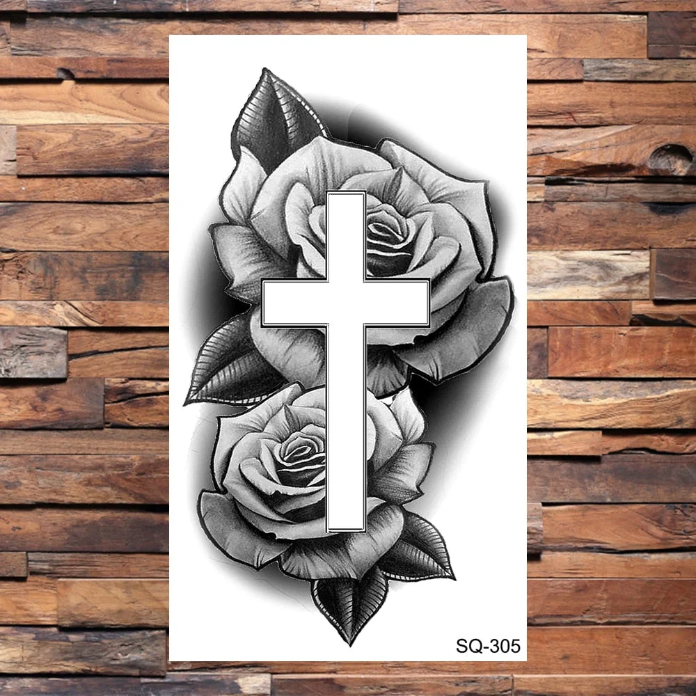 Skull Temporary Tattoos For Adults Men Realistic Tiger Lion Forest Praying Tatoos Vampire Snake Fake Tattoo Sticker Body Leg