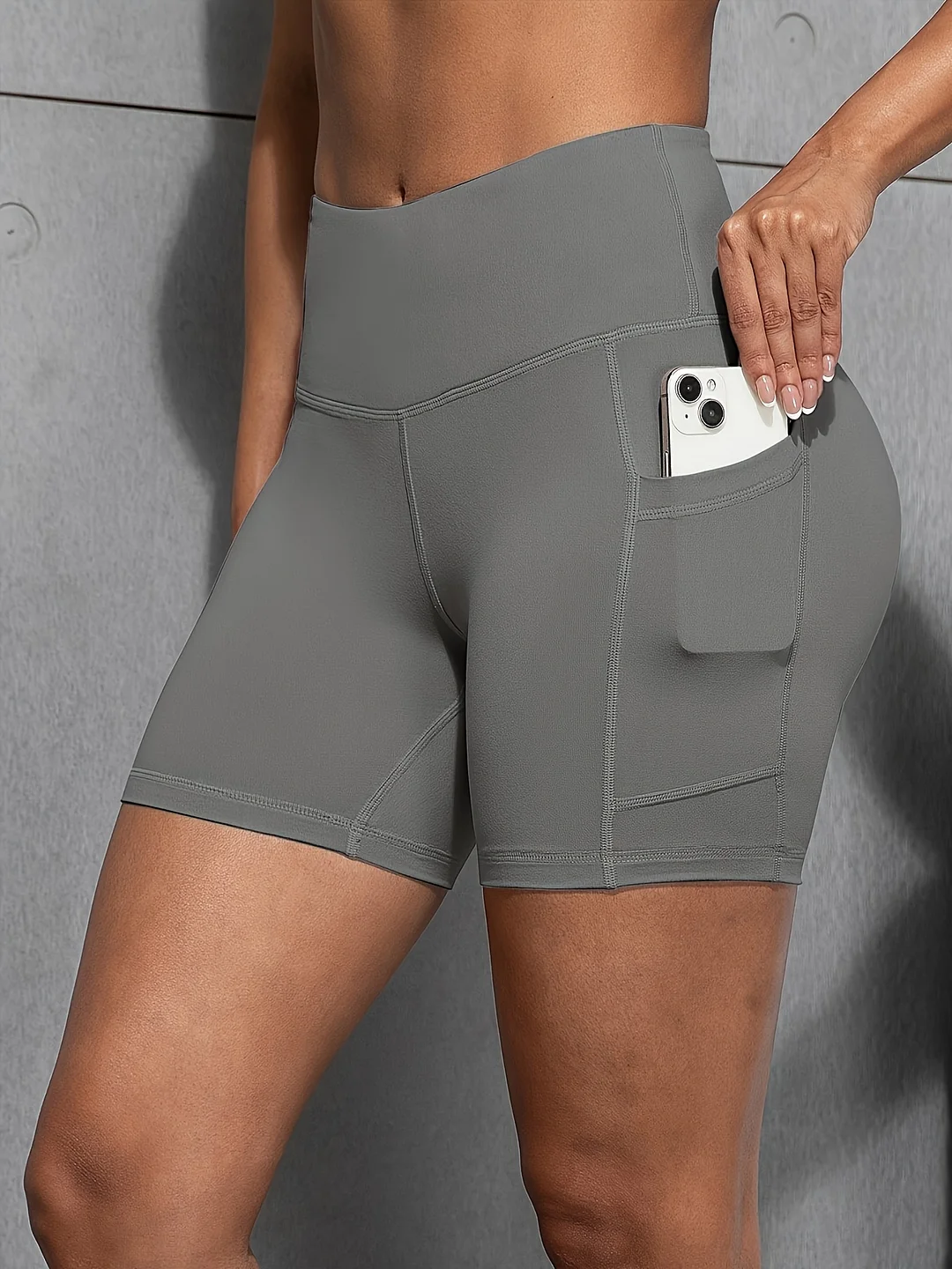 5pcs Women's Solid Color Slim Fit Yoga Shorts With Pockets - Comfortable Stretchy Fabric, Casual Style For Fitness & Exercise, Dark Green, Black, Gray, Blue, Maroon, Ladies Exercise Short | IFYHOME