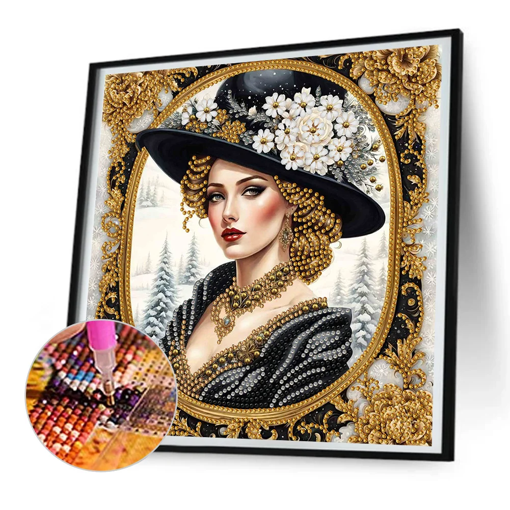 Diamond Painting - Partial Special Shaped Drill - Fashion Lady(Canvas|30*30cm)